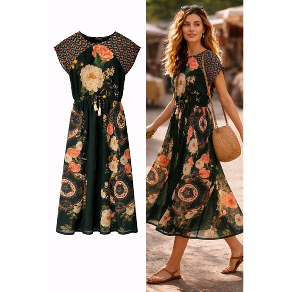 FARM Rio Dresses & Skirts - FARM Rio Delicate Tapestry Floral Midi Dress Medium